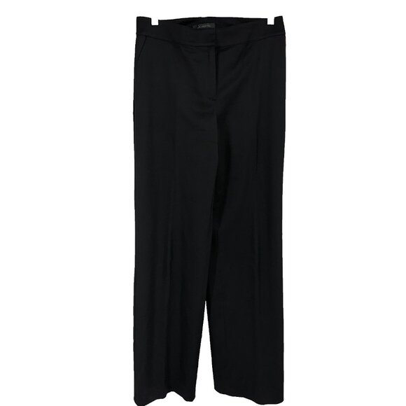 St John Women 8 Dress Pant Straight Leg Press Pleated Black Minimalist Classic - Picture 1 of 12